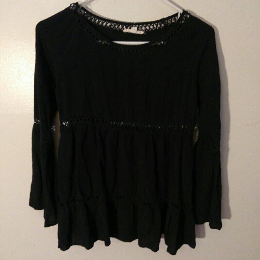 Black boho long sleeve